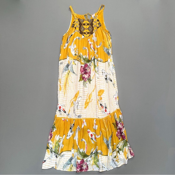 Anthropologie whimsical koi print maxi dress, M. - Picture 4 of 9